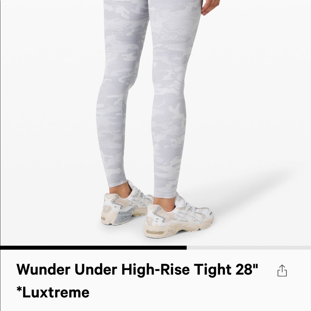 Lululemon Wunder Under Hi Rise Tight 28” White Camo